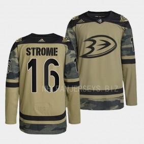 Military Appreciation Night Ryan Strome Anaheim Ducks Camo #16 Warmup Jersey 2022