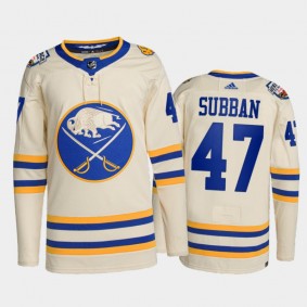 Buffalo Sabres 2022 Heritage Classic Jersey Malcolm Subban White #47 Primegreen Authentic Uniform