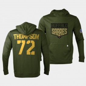 Tage Thompson Buffalo Sabres 2022 Salute to Service Olive Levelwear Hoodie