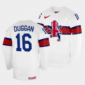 Great Britain 2022 IIHF World Championship Sam Duggan #16 White Jersey Home