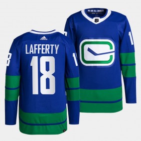 Sam Lafferty Vancouver Canucks Alternate Blue #18 Primegreen Authentic Pro Jersey Men's