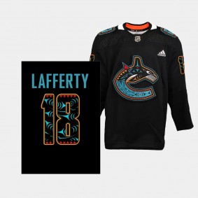 Vancouver Canucks First Nations 2023 Sam Lafferty #18 Black Jersey Special Edition