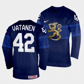 Finland 2022 IIHF World Championship Sami Vatanen #42 Navy Jersey Away
