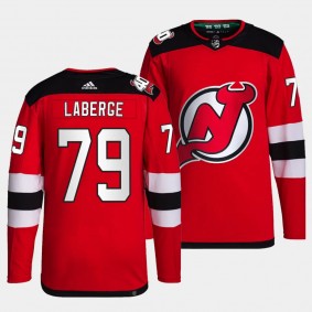 Samuel Laberge New Jersey Devils Home Red #79 Authentic Pro Primegreen Jersey Men's