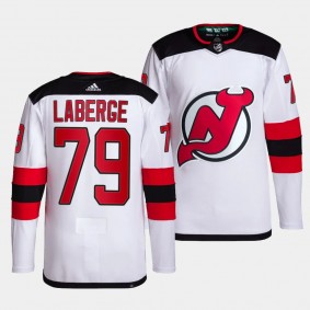 Samuel Laberge New Jersey Devils Away White #79 Authentic Pro Primegreen Jersey Men's