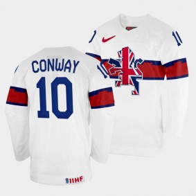 Great Britain 2022 IIHF World Championship Scott Conway #10 White Jersey Home