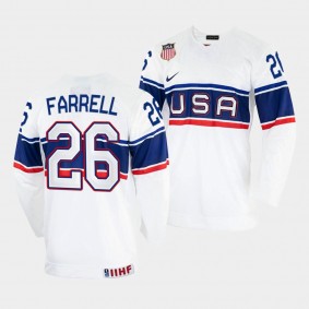 USA 2022 IIHF World Championship Sean Farrell #26 White Jersey Home