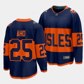 New York Islanders Sebastian Aho 2024 NHL Stadium Series Navy Breakaway Player Jersey Men's