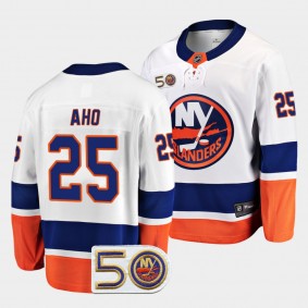 Sebastian Aho New York Islanders 2022-23 50th Anniversary White Away Jersey Men's