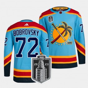 Florida Panthers 2023 Stanley Cup Final Sergei Bobrovsky #72 Blue Reverse Retro Jersey Men's