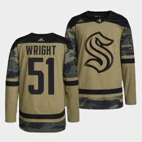 Seattle Kraken Shane Wright Military Appreciation #51 Camo Jersey 2022 NHL Draft