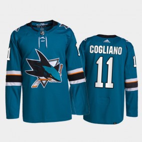 2021-22 San Jose Sharks Andrew Cogliano Home Jersey Teal Primegreen Authentic Pro Uniform