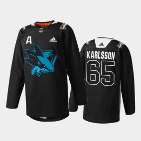 San Jose Sharks Erik Karlsson #65 Black History Month Jersey Black Warmup