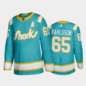 Sharks Erik Karlsson #65 Throwback Teal 2019-20 Authentic Player Jersey