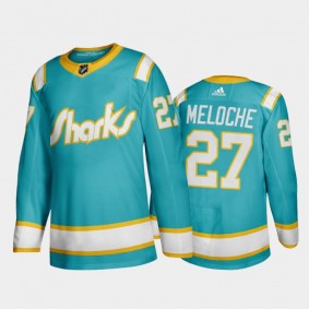 Sharks Gilles Meloche #27 Throwback Teal 2019-20 Authentic Player Jersey
