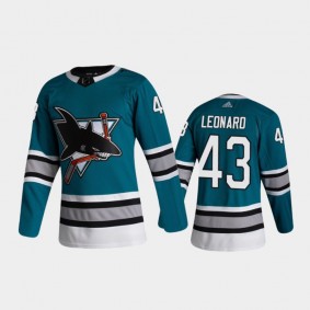 San Jose Sharks John Leonard #43 30th Anniversary Heritage Teal 2020-21 Authentic Jersey