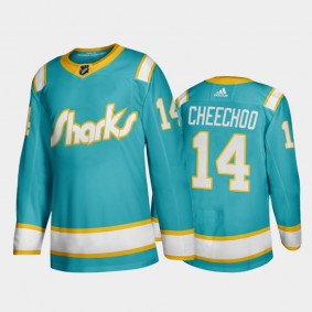 Sharks Jonathan Cheechoo #14 Throwback Teal 2019-20 Authentic Player Jersey