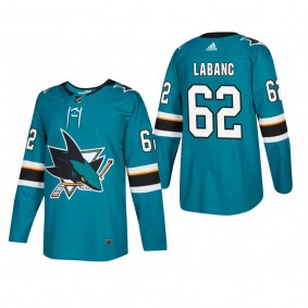 Men's San Jose Sharks Kevin Labanc #62 Home Teal Authentic Player Cheap Jersey