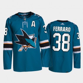 2021-22 San Jose Sharks Mario Ferraro Home Jersey Teal Primegreen Authentic Pro Uniform