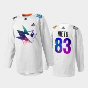 Matt Nieto San Jose Sharks Pride Night 2022 Jersey White #83 HockeyIsForEveryone