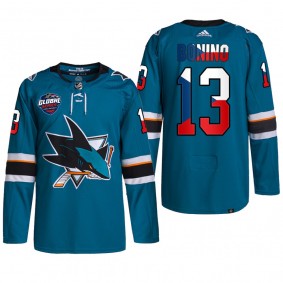 Nick Bonino Sharks 2022 NHL Global Series Czech Republic Challenge Jersey Teal