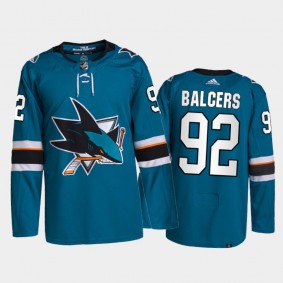 2021-22 San Jose Sharks Rudolfs Balcers Home Jersey Teal Primegreen Authentic Pro Uniform