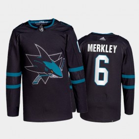 Ryan Merkley San Jose Sharks Authentic Pro Jersey 2021-22 Black #6 Alternate Uniform