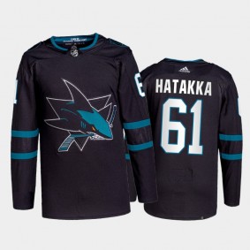 Santeri Hatakka San Jose Sharks Authentic Pro Jersey 2021-22 Black #61 Alternate Uniform