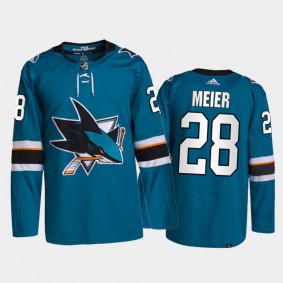 2021-22 San Jose Sharks Timo Meier Home Jersey Teal Primegreen Authentic Pro Uniform