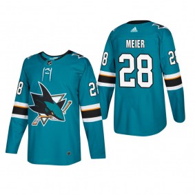 Men's San Jose Sharks Timo Meier #28 Home Teal Authentic Player Cheap Jersey