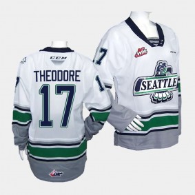 Shea Theodore Seattle Thunderbirds #17 2023 WHL Championship White Jersey Replica