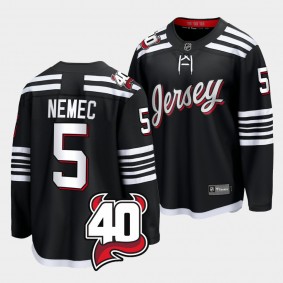 Simon Nemec New Jersey Devils Alternate Black 40th Anniversary Jersey Men