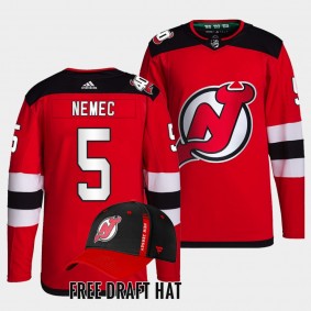 New Jersey Devils Simon Nemec 2022 NHL Draft Red Authentic Primegreen Jersey Home