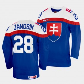 Adam Janosik 2022 IIHF World Championship Slovakia Hockey #28 Blue Jersey Away