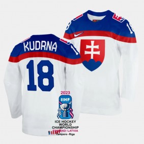 Andrej Kudrna 2023 IIHF World Championship Slovakia #18 White Home Jersey Men