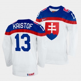 Slovakia Hockey #13 Michal Kristof 2022 IIHF World Championship White Jersey Home