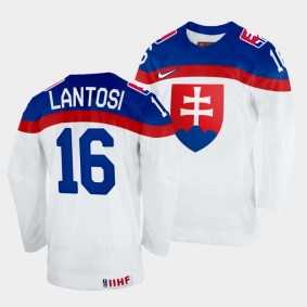 Slovakia Hockey #16 Robert Lantosi 2022 IIHF World Championship White Jersey Home