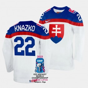 Samuel Knazko 2023 IIHF World Championship Slovakia #22 White Home Jersey Men