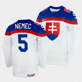 Slovakia Hockey #5 Simon Nemec 2022 IIHF World Championship White Jersey Home