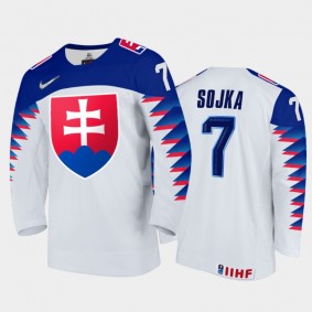 Men Slovakia Team 2021 IIHF World Junior Championship Dominik Sojka #7 Home White Jersey