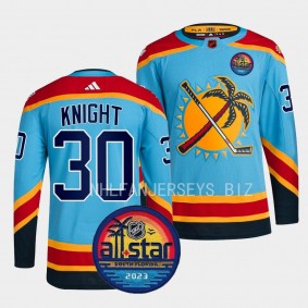 Florida Panthers 2023 All-Star Patch Spencer Knight #30 Blue Reverse Retro Jersey Men's