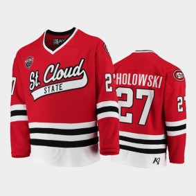 St. Cloud State Huskies Dennis Cholowski #27 College Hockey Red Away Jersey