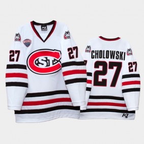Dennis Cholowski #27 St. Cloud State Huskies College Hockey White Jersey