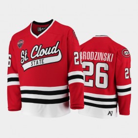 St. Cloud State Huskies Easton Brodzinski #26 College Hockey Red Away Jersey 2021-22