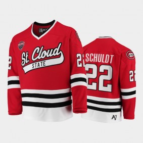 St. Cloud State Huskies Jonny Brodzinski #22 College Hockey Red Away Jersey