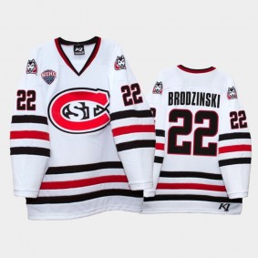 Jonny Brodzinski #22 St. Cloud State Huskies College Hockey White Jersey