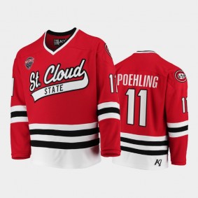 St. Cloud State Huskies Ryan Poehling #11 College Hockey Red Away Jersey