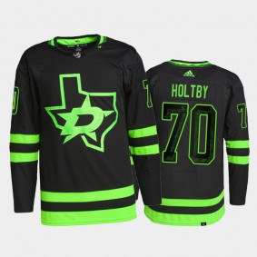 2021-22 Dallas Stars Braden Holtby Pro Authentic Jersey Black Alternate Uniform