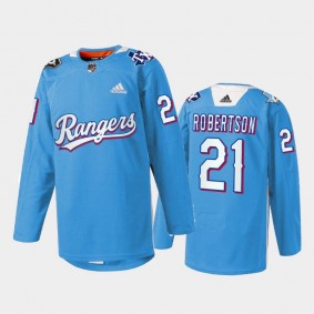 Jason Robertson Dallas Stars Texas Rangers Night 2022 Jersey Blue #21 Warmup