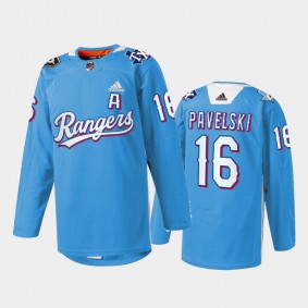 Joe Pavelski Dallas Stars Texas Rangers Night 2022 Jersey Blue #16 Warmup